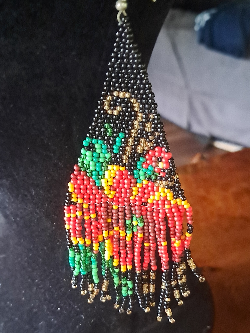Vibrant Red Multicolor Beaded Fringe Earrings - Women Jewelry